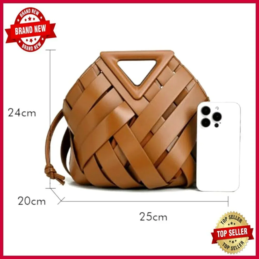 Woven Vegan Leather Crossbody Shoulder Bag Hobo Clutch Handbag